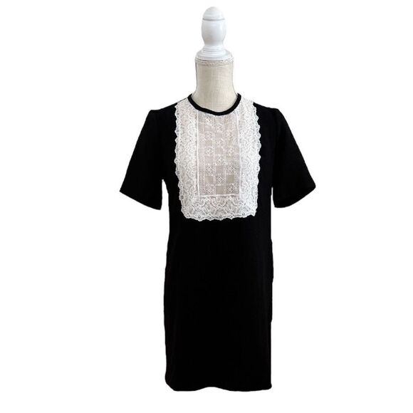 Sandro Black Embroidered Bid Mid-Length Dress - Picture 1 of 9